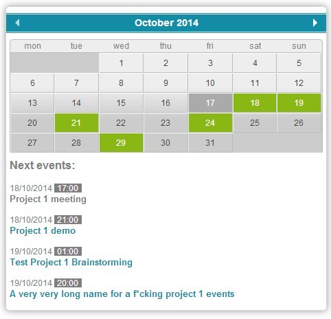 jQuery Event Calendar
